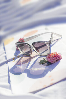 Transparent Grey Small Bevelled Square Frame Sunglasses, 3 of 5