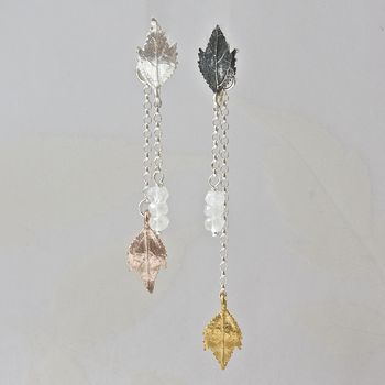 Tumbling Leaf Dangle Earrings, Silver And Gold Plated, 4 of 4