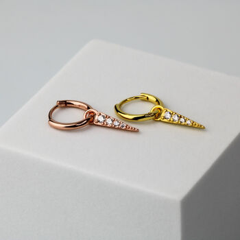 Sterling Silver Crystal Spike Drop Hoop Earrings, 6 of 7