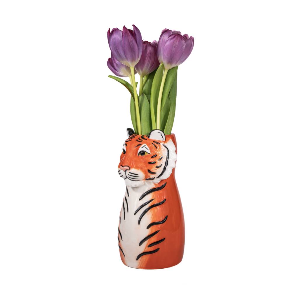 Ceramic Tiger Vase, 1 of 3
