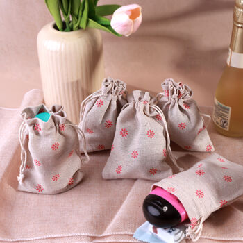 G Decor Set Of Two Or Five Linen Gift Bags Blossom Reusable Favour Pouches, 2 of 5