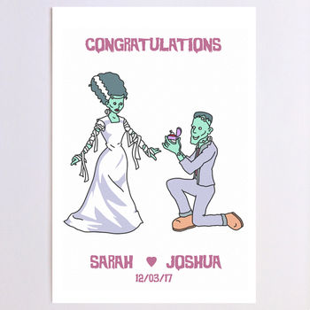 Personalised Bride Of Frankenstein Engagement Card, 3 of 5