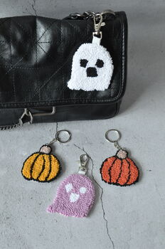 Spooky Punch Needle Keyring And Bag Tag, 2 of 7
