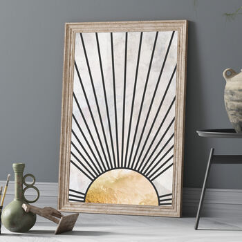 Gold Black Boho Sun Mixed Media Wall Art Print, 4 of 6