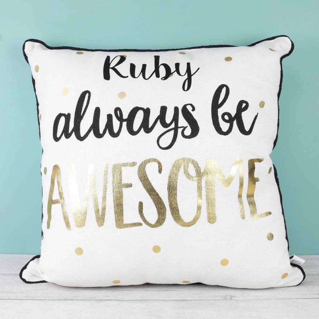 personalised metallic quote cushion by lisa angel