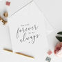 You Will Forever Be My Always Romantic Wedding Card, thumbnail 1 of 2