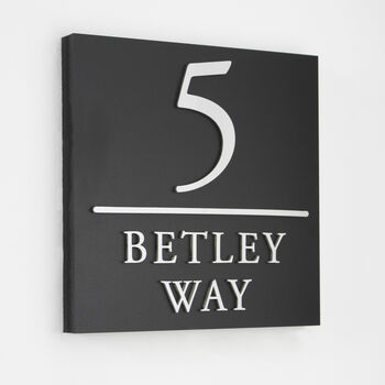 Contemporary Square Matte Black House Sign, 2 of 10