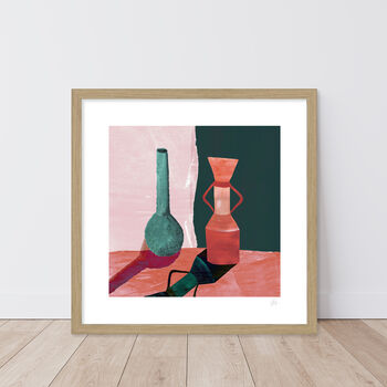 Teal And Terracotta Ceramic Vases Print, 5 of 7