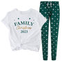 Family Matching Christmas Pyjamas Green Snowflakes, thumbnail 1 of 6