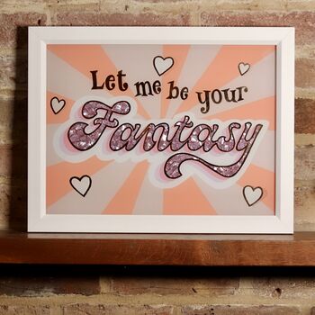 Glass Gold Leaf 'Let Me Be Your Fantasy' Wall Art Sign, 3 of 11