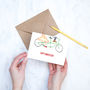 Tandem Bike Cycling Wedding Anniversary Card, thumbnail 3 of 3