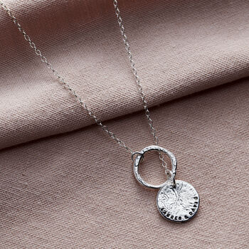 Personalised Molten Texture Disc And Hoop Necklace, 7 of 9