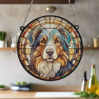 Australian Shepherd Stained Glass Effect Suncatcher, 4 of 6