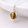 Personalised Sterling Silver Gold Tigers Eye Gemstone Locket Necklace With Photos, thumbnail 1 of 8