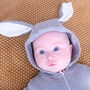 Organic Fluffy Tail Bunny Rabbit Baby Onesie, thumbnail 10 of 12