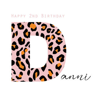 Happy Birthday Initial Leopard Print Greeting Card, 4 of 12
