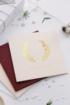 Luxury Hot Foil Blush And Gold Christmas Card, 2 of 2