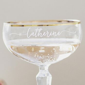 Personalised Gold Banded Champagne Coupe Set, 6 of 6