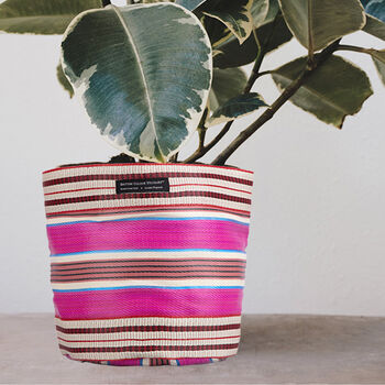 Striped Recycled House Plant Pot Covers Three Sizes, 5 of 12