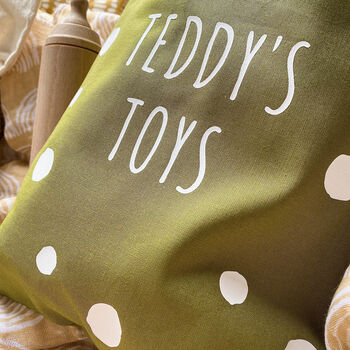 Personalised Polka Dot Toy Storage Bag, 5 of 6