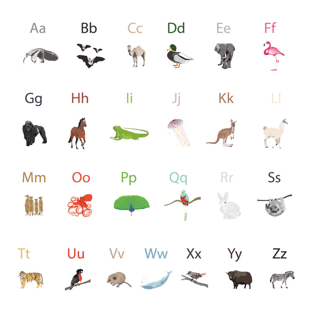 personalised animal alphabet print by brambler