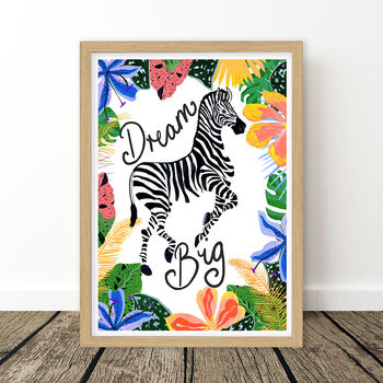 Dream Big Zebra Nursery Print, 9 of 11