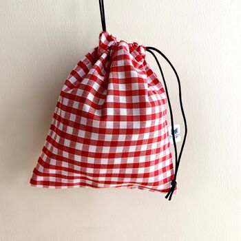 Gingham Cotton Drawstring Gift Pouch Bag, 3 of 7