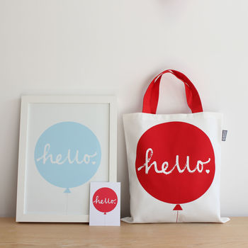 Hello Balloon Tote Bag Red, 5 of 7