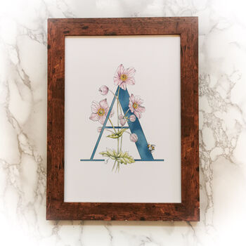 A Is For Anemone, Personlaised Coloured Intital Print, 5 of 9