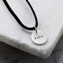 Personalised Men's Silver Disc Necklace On Leather Cord, thumbnail 1 of 7