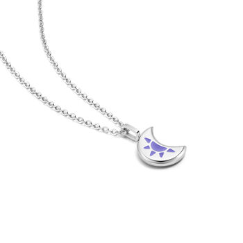 Purple Luna Blue Violet Glowing Pendant Necklace With Uv Keyring Torch, 3 of 5