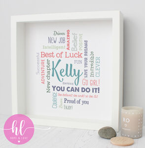 Personalised Good Luck Word Art Gift By Hope and Love