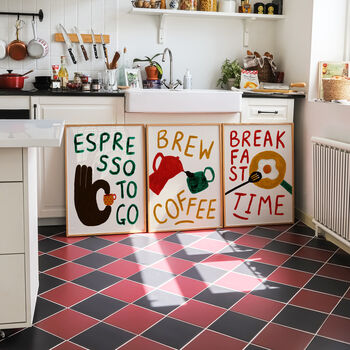 Espresso To Go Hand Painted Kitchen Print, 4 of 8