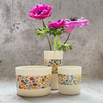 Floral Band Hand Painted Porcelain Tealight Holder, 3 of 3