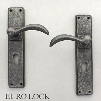 Ellipse Long Pewter Lever Latch Lock Door Handles, 10 of 12
