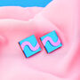 Blue And Purple Square Stud Wiggle Earrings, thumbnail 1 of 5