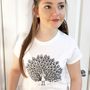 Colour In Adult Peacock T Shirt, thumbnail 1 of 9