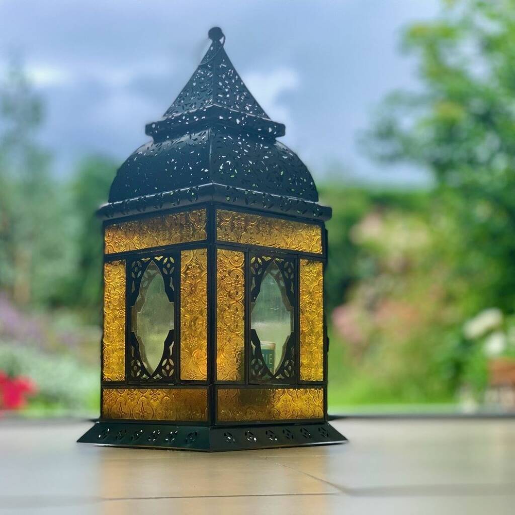 Tall Handmade Indian Yellow Lantern, 1 of 3