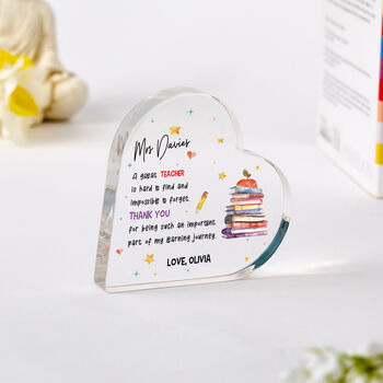 Personalised Heart Acrylic Plaque Gift For Teacher, 4 of 4