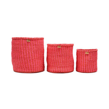 Kiwanda: Red And Pink Pinstripe Woven Storage Basket, 2 of 9