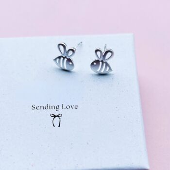 Sterling Silver Bumble Bee Earrings Little Girls Gift, 2 of 6