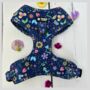 Navy And Pink Floral Dog Harness, thumbnail 1 of 6