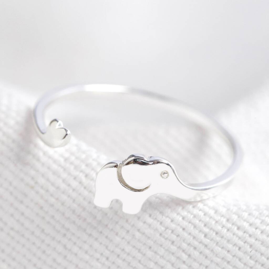 Adjustable Sterling Silver Elephant Ring, 1 of 5