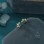 Sterling Silver Tiny Leaf With Natural Green Onyx Stud Earrings, thumbnail 4 of 12