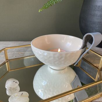 Porcelain And Leather Candle Bowl, 2 of 9