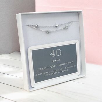 40th Birthday Solid Sterling Silver Four Star Bracelet, 2 of 4
