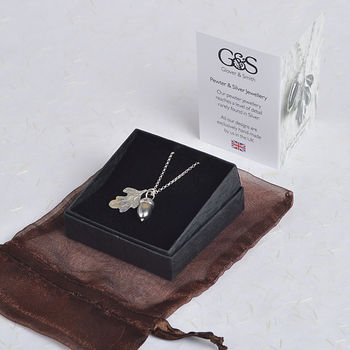 Acorn And Oak Leaf Necklace, Pewter Leaf Jewellery, 4 of 7