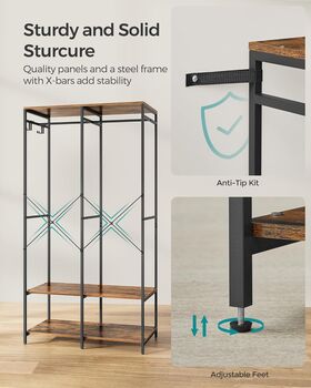 Portable Wardrobe With Hanging Rods And Shelves, 8 of 12