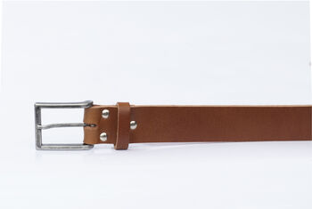 Handmade Tan Leather Belt Men's English Leather 35mm Wide, 8 of 10