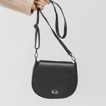 Black Leather Saddlebag Handbag, 5 of 11